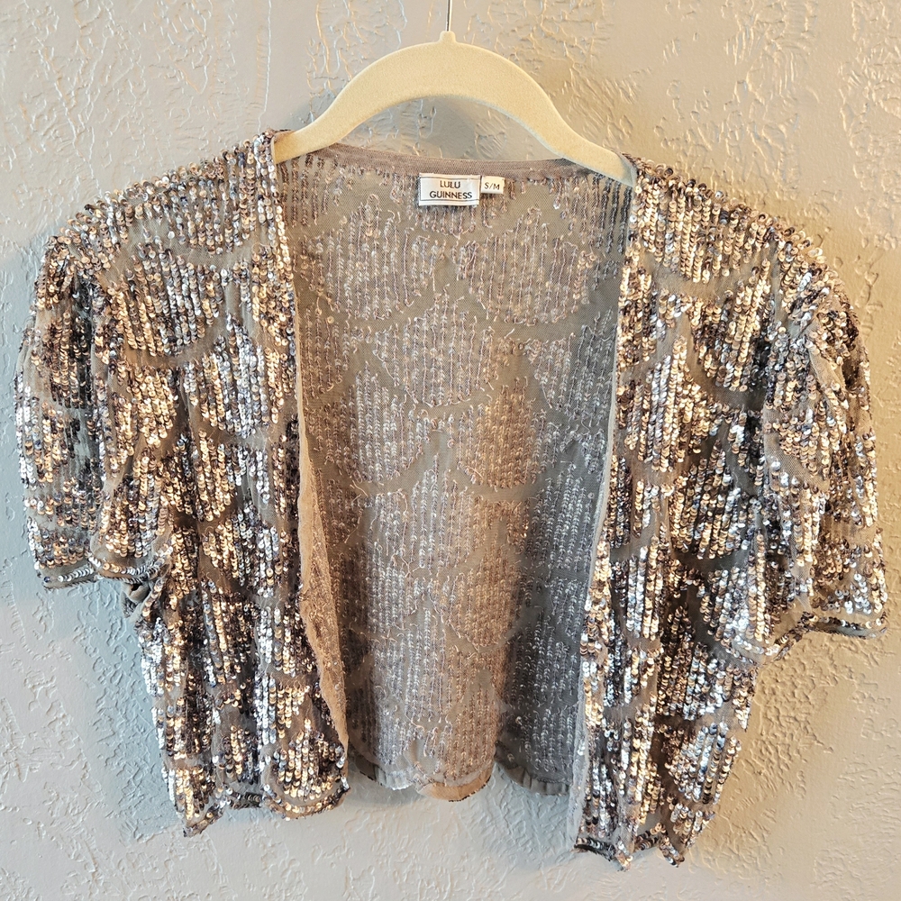 Lulu Guinness Silver Sequin Shrug